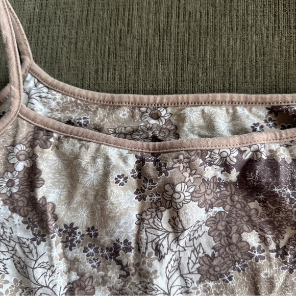 Vintage Y2K Jennifer Moore Tan Beige Floral Cropped Tank Top Women’s Size Large - Picture 11 of 15